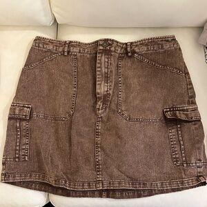 SHEIN Brown Denim Vintage Skirt